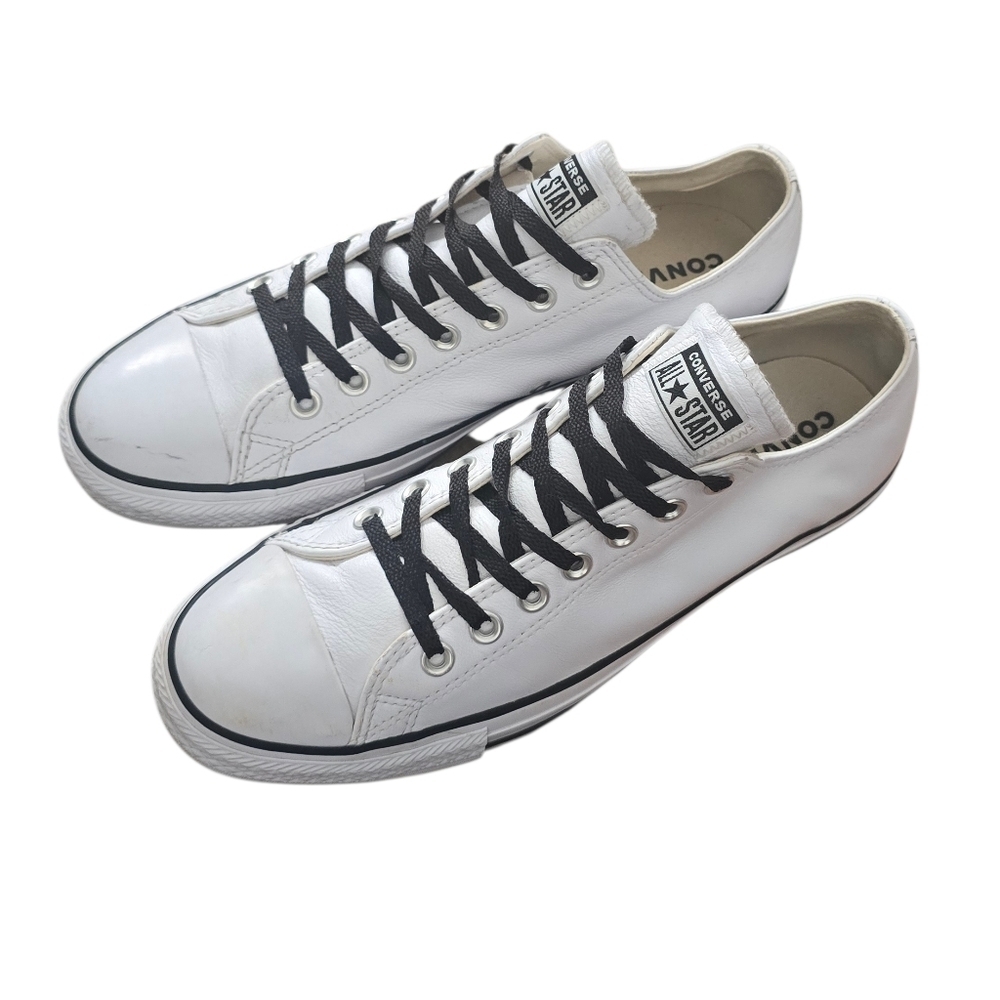 Converse White and Black Men's Sneakers Leather Size 10